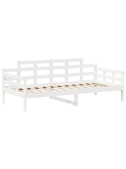Válenda a lavice se střechou bílá 90x200cm masivní borové dřevo