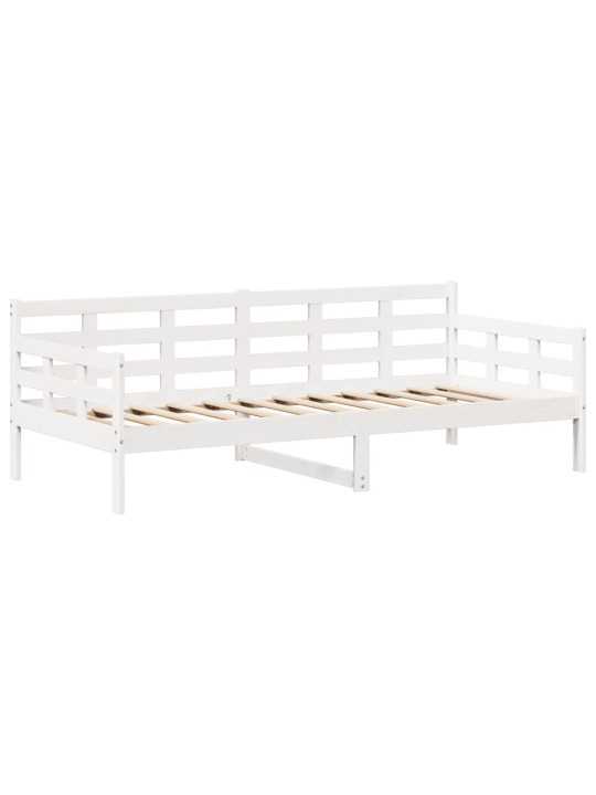 Válenda se střechou bílá 80 x 200 cm masivní borové dřevo