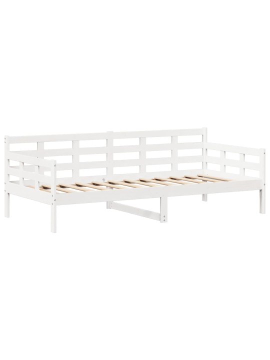 Válenda se střechou bílá 90 x 190 cm masivní borové dřevo