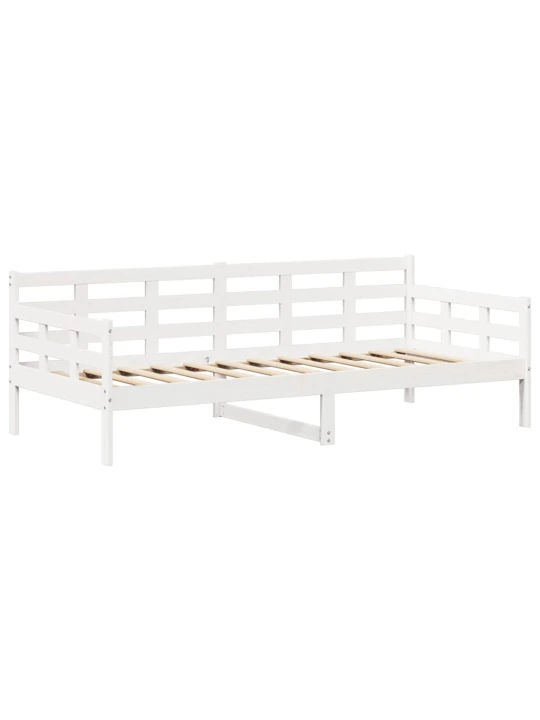 Válenda a lavice se střechou bílá 80 x 200 cm masivní borovice