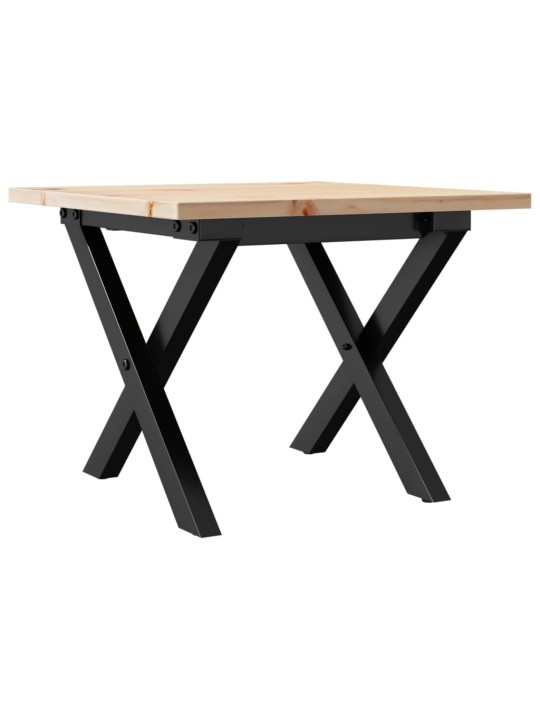 Konferenční stolek s x rámem 50x50x35 cm borové dřevo a ocel