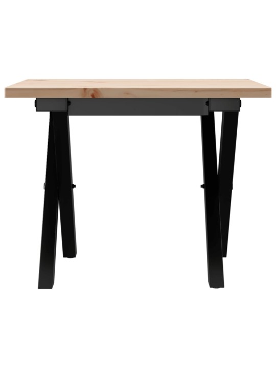 Konferenční stolek s x rámem 50x50x35 cm borové dřevo a ocel