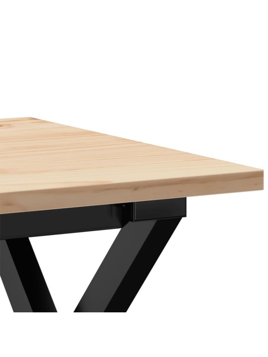 Konferenční stolek s x rámem 50x50x35 cm borové dřevo a ocel