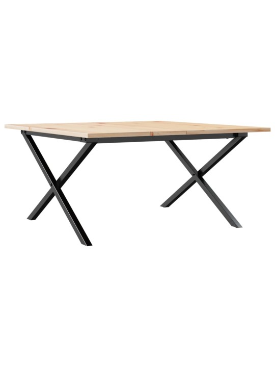 Konferenční stolek s x rámem 80x80x45 cm borové dřevo a ocel