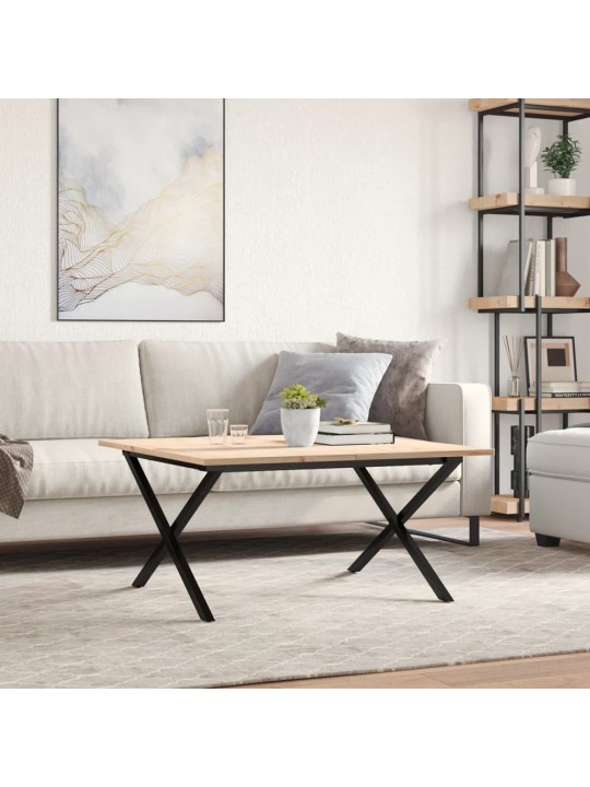 Konferenční stolek s x rámem 80x80x45 cm borové dřevo a ocel