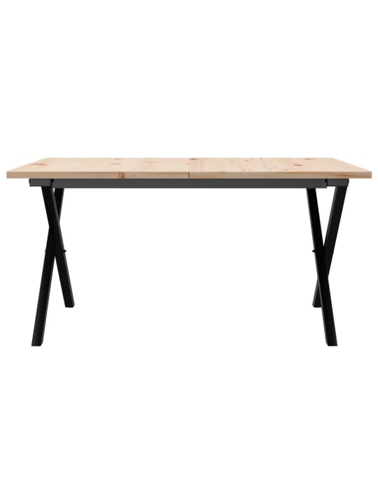 Konferenční stolek s x rámem 80x80x45 cm borové dřevo a ocel