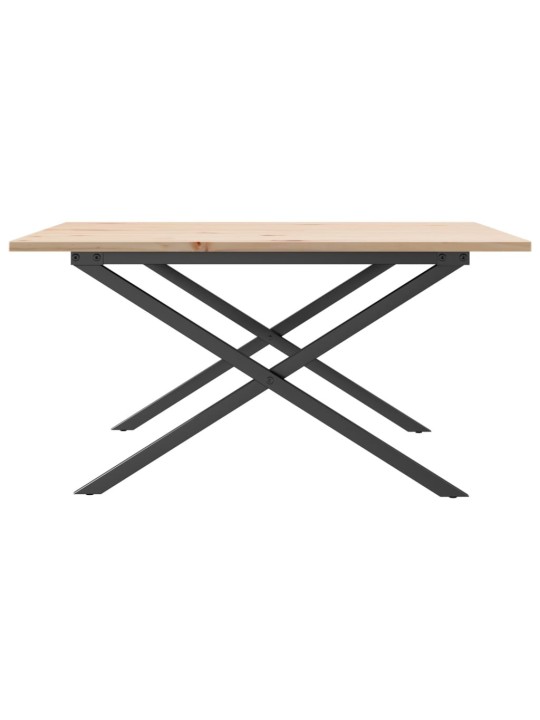 Konferenční stolek s x rámem 80x80x45 cm borové dřevo a ocel