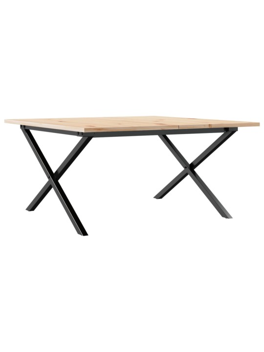 Konferenční stolek s x rámem 80x80x45 cm borové dřevo a ocel