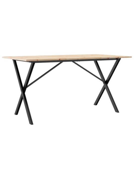 Jídelní stůl s X rámem 140 x 80 x 75 cm borové dřevo a ocel