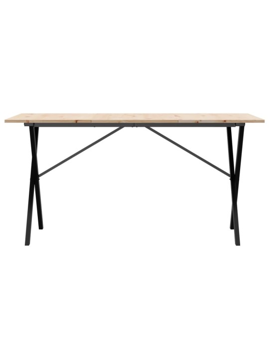 Jídelní stůl s X rámem 140 x 80 x 75 cm borové dřevo a ocel