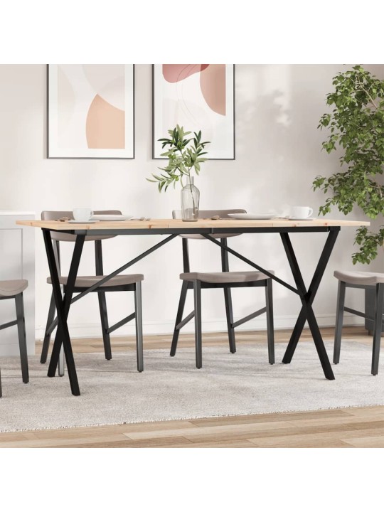 Jídelní stůl s X rámem 140 x 80 x 75 cm borové dřevo a ocel