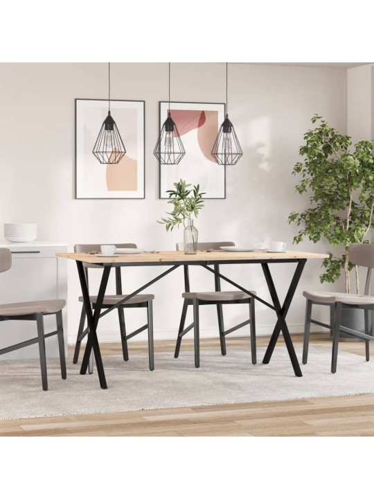 Jídelní stůl s X rámem 160 x 80 x 75 cm borové dřevo a ocel