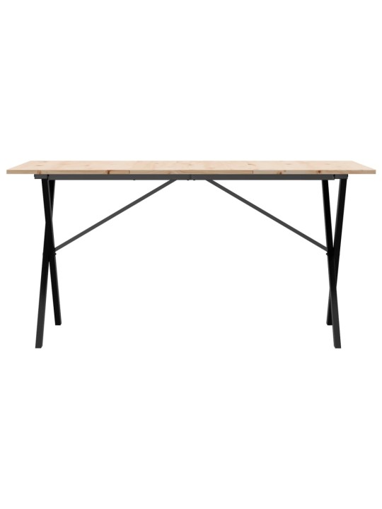 Jídelní stůl s X rámem 160 x 80 x 75 cm borové dřevo a ocel