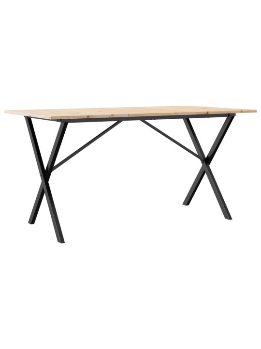 Jídelní stůl s X rámem 160 x 80 x 75 cm borové dřevo a ocel