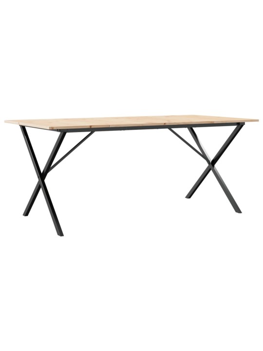 Jídelní stůl s X rámem 180 x 90 x 75 cm borové dřevo a ocel
