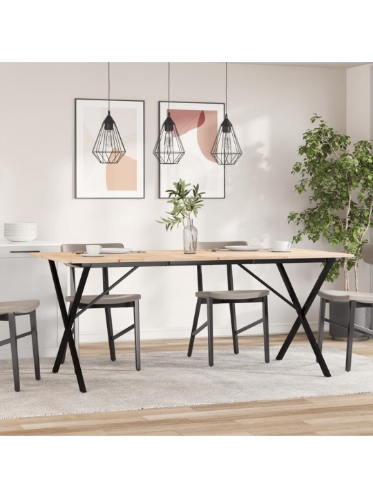 Jídelní stůl s X rámem 180 x 90 x 75 cm borové dřevo a ocel