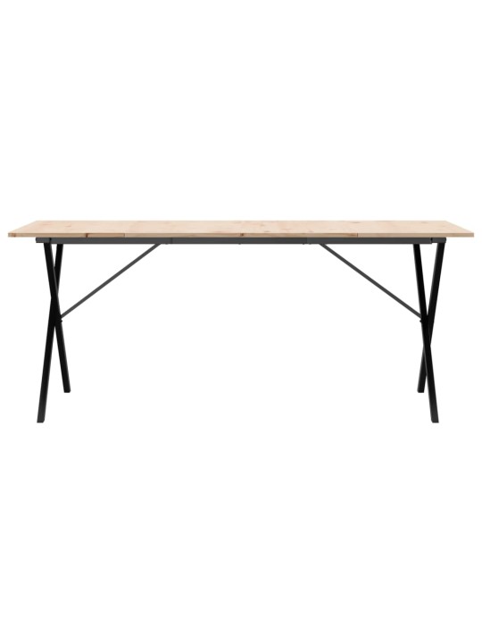 Jídelní stůl s X rámem 180 x 90 x 75 cm borové dřevo a ocel