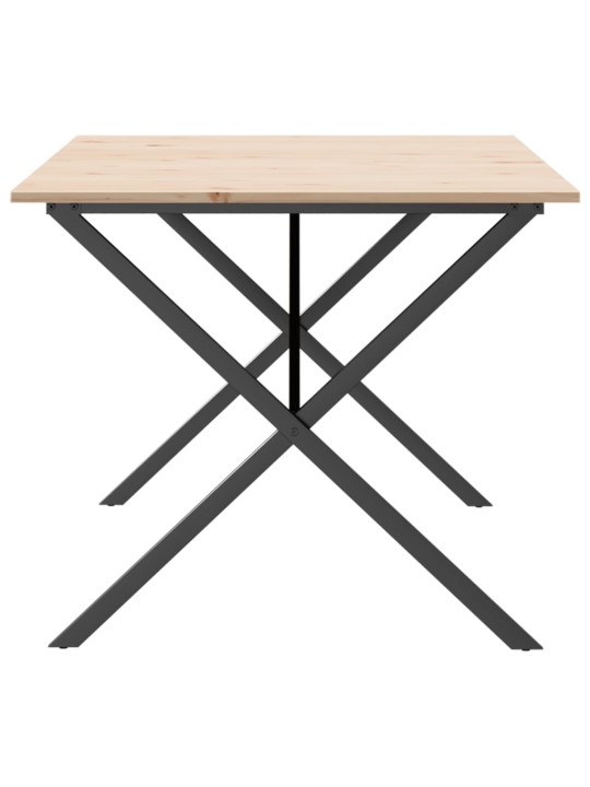 Jídelní stůl s X rámem 180 x 90 x 75 cm borové dřevo a ocel