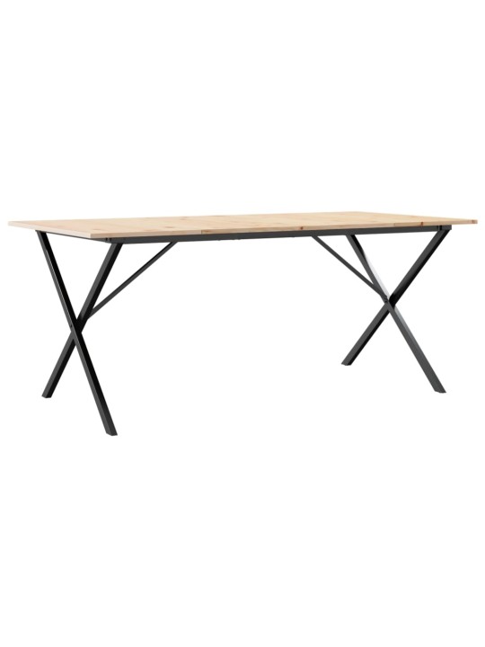 Jídelní stůl s X rámem 180 x 90 x 75 cm borové dřevo a ocel