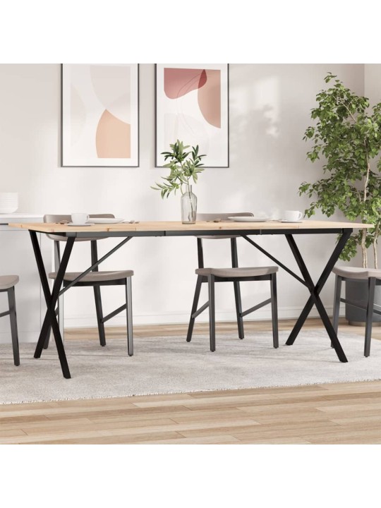 Jídelní stůl s X rámem 180 x 90 x 75 cm borové dřevo a ocel