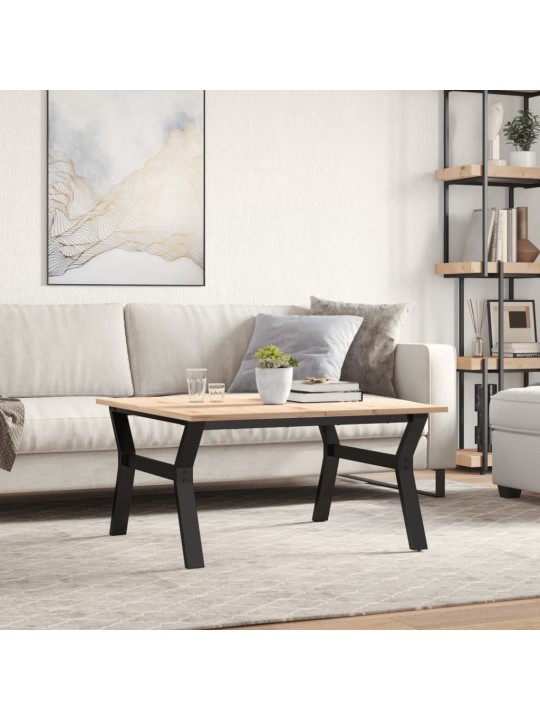Konferenční stolek s y rámem 80x80x45 cm borové dřevo a ocel