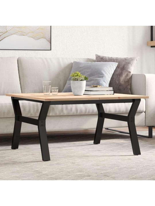 Konferenční stolek s y rámem 80x80x45 cm borové dřevo a ocel