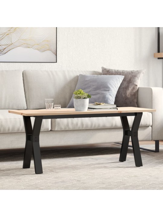 Konferenční stolek s y rámem 110x40x45 cm borové dřevo a ocel