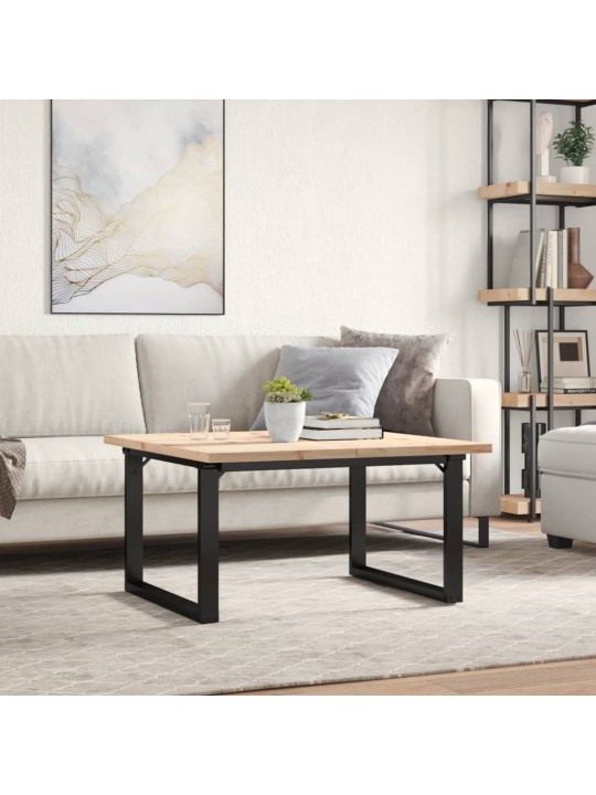 Konferenční stolek s o rámem 90x90x45,5cm borové dřevo a ocel