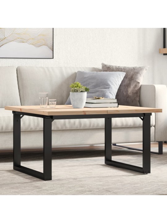 Konferenční stolek s o rámem 90x90x45,5cm borové dřevo a ocel
