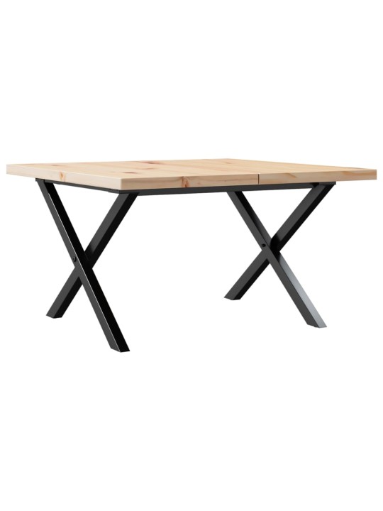 Konferenční stolek s x rámem 60x60x40,5cm borové dřevo a ocel