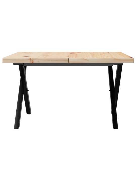 Konferenční stolek s x rámem 60x60x40,5cm borové dřevo a ocel