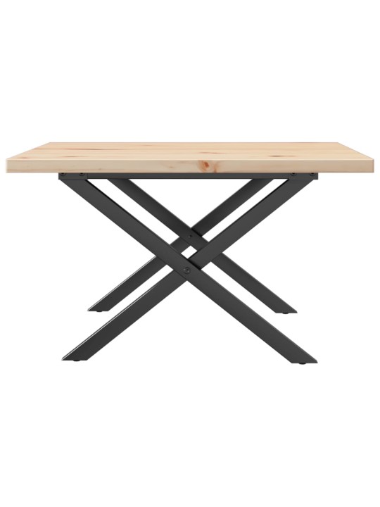 Konferenční stolek s x rámem 60x60x40,5cm borové dřevo a ocel