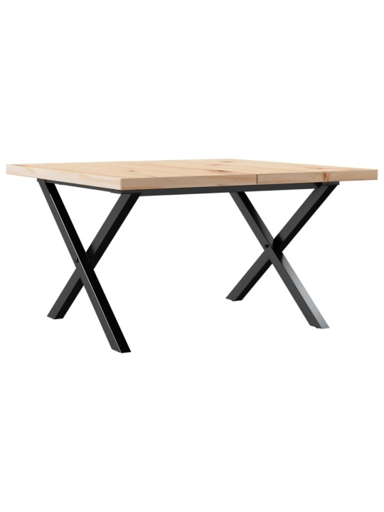 Konferenční stolek s x rámem 60x60x40,5cm borové dřevo a ocel