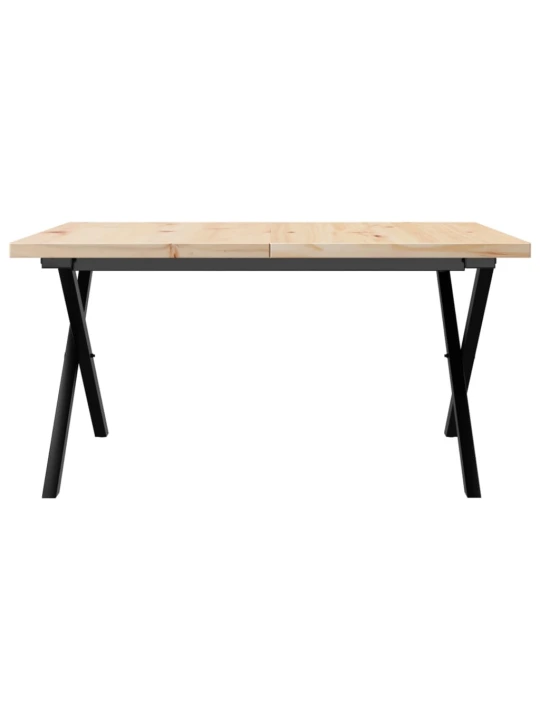 Konferenční stolek s x rámem 80x80x45,5cm borové dřevo a ocel