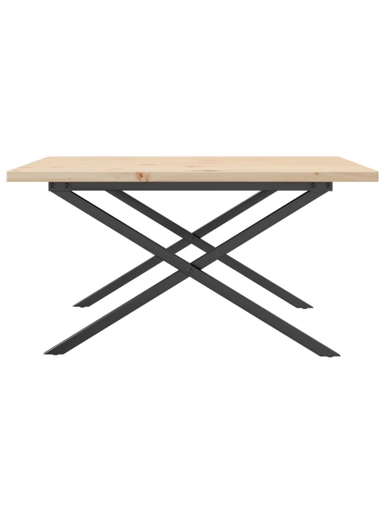 Konferenční stolek s x rámem 80x80x45,5cm borové dřevo a ocel