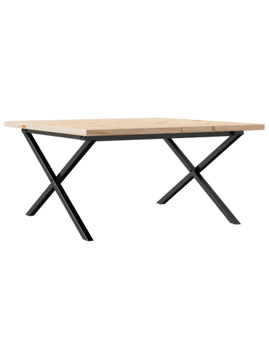 Konferenční stolek s x rámem 80x80x45,5cm borové dřevo a ocel