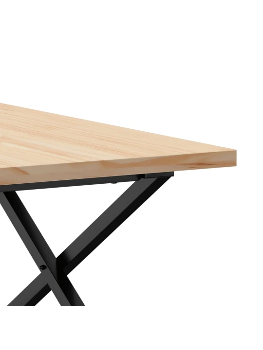 Konferenční stolek s x rámem 80x80x45,5cm borové dřevo a ocel