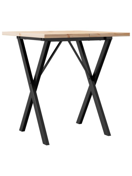 Jídelní stůl s X rámem 70 x 70 x 75,5 cm borové dřevo a ocel