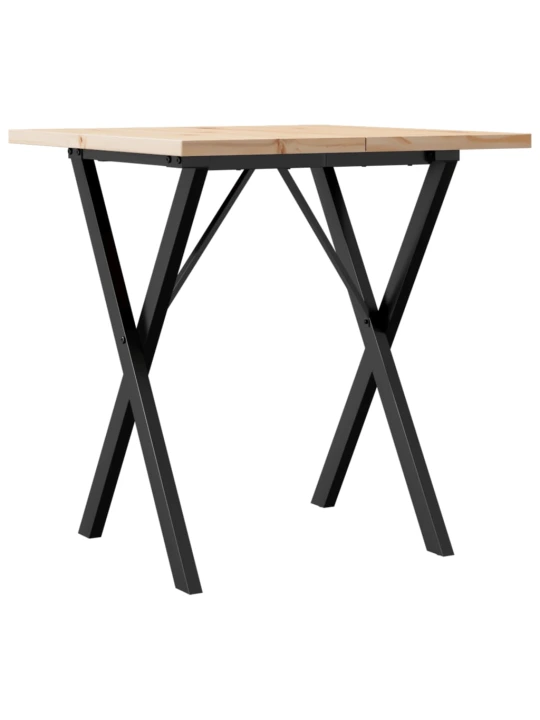 Jídelní stůl s X rámem 70 x 70 x 75,5 cm borové dřevo a ocel