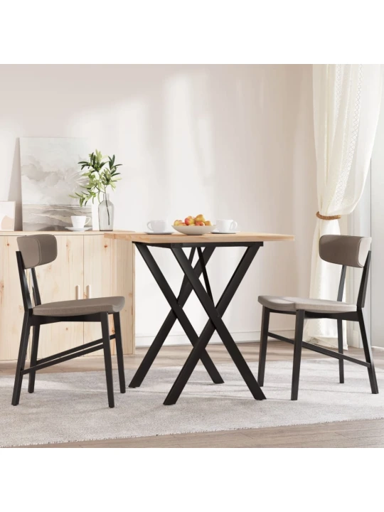 Jídelní stůl s X rámem 70 x 70 x 75,5 cm borové dřevo a ocel