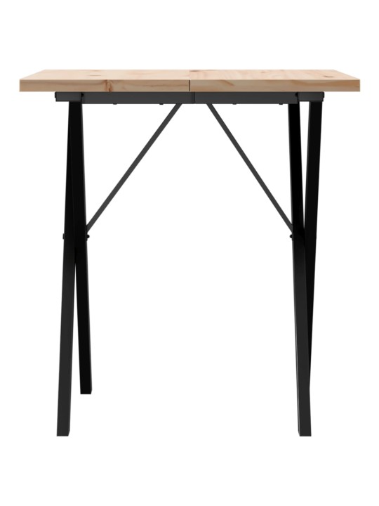 Jídelní stůl s X rámem 70 x 70 x 75,5 cm borové dřevo a ocel