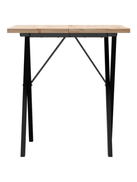 Jídelní stůl s X rámem 70 x 70 x 75,5 cm borové dřevo a ocel
