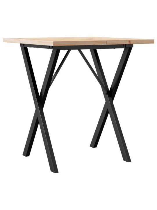Jídelní stůl s X rámem 70 x 70 x 75,5 cm borové dřevo a ocel
