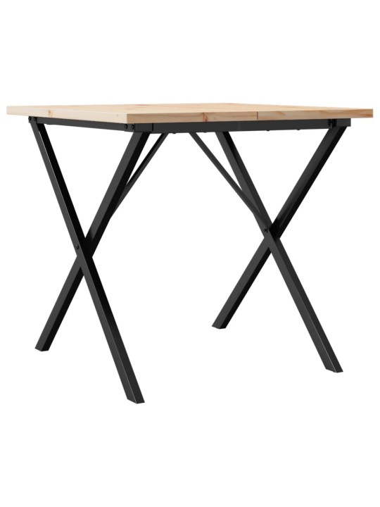 Jídelní stůl s X rámem 90 x 90 x 75,5 cm borové dřevo a ocel