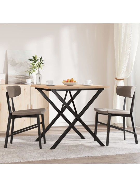 Jídelní stůl s X rámem 90 x 90 x 75,5 cm borové dřevo a ocel