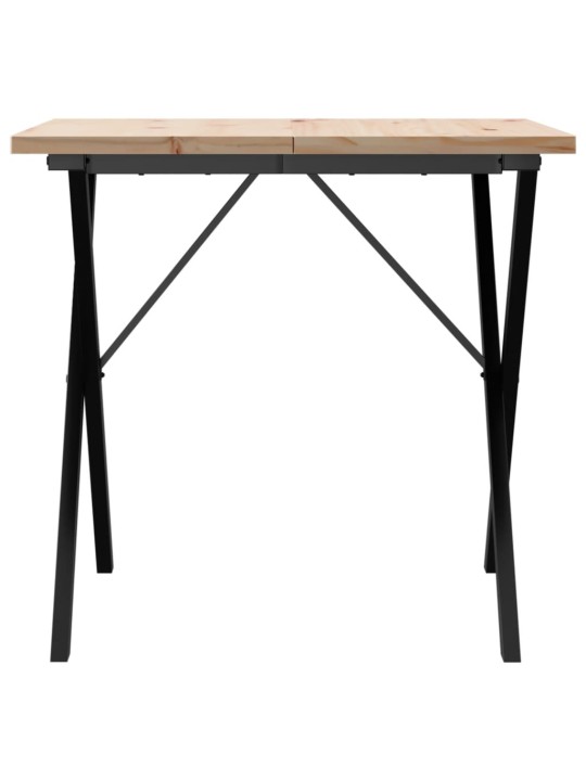 Jídelní stůl s X rámem 90 x 90 x 75,5 cm borové dřevo a ocel