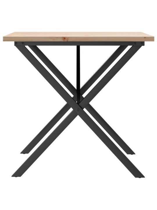 Jídelní stůl s X rámem 90 x 90 x 75,5 cm borové dřevo a ocel