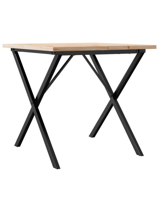 Jídelní stůl s X rámem 90 x 90 x 75,5 cm borové dřevo a ocel