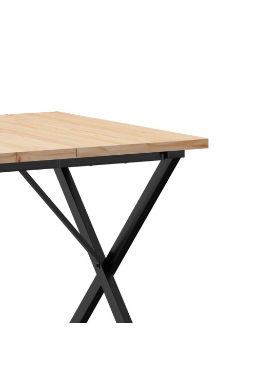 Jídelní stůl s X rámem 90 x 90 x 75,5 cm borové dřevo a ocel