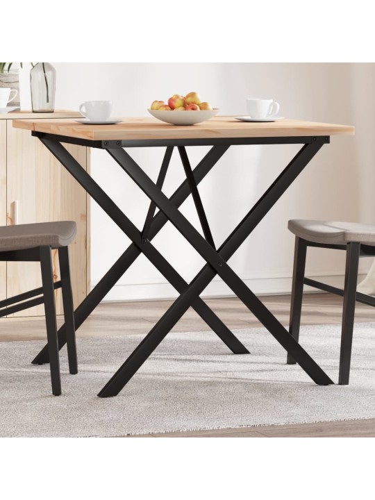 Jídelní stůl s X rámem 90 x 90 x 75,5 cm borové dřevo a ocel